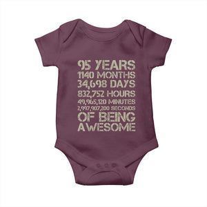 Vintage 95th Milestone Birthday Baby Onesie 95 Years Of Being Awesome