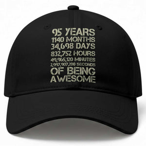 Vintage 95th Milestone Birthday Baseball Cap 95 Years Of Being Awesome