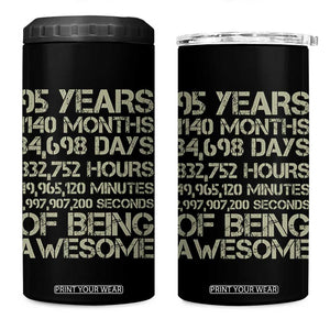 Vintage 95th Milestone Birthday 4 in 1 Can Cooler Tumbler 95 Years Of Being Awesome
