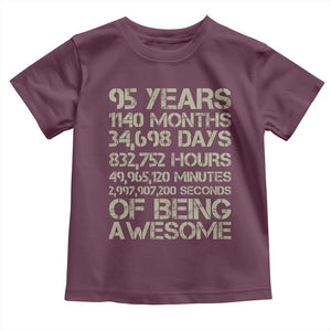 Vintage 95th Milestone Birthday Toddler T Shirt 95 Years Of Being Awesome