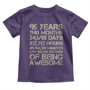 Vintage 95th Milestone Birthday Toddler T Shirt 95 Years Of Being Awesome