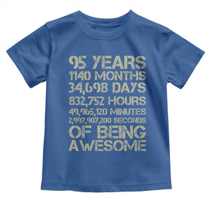 Vintage 95th Milestone Birthday Toddler T Shirt 95 Years Of Being Awesome