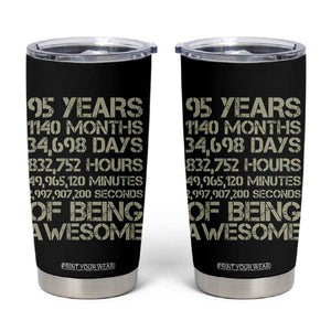 Vintage 95th Milestone Birthday Tumbler Cup 95 Years Of Being Awesome