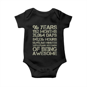 Vintage 96th Milestone Birthday Baby Onesie 96 Years Of Being Awesome