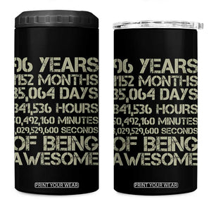 Vintage 96th Milestone Birthday 4 in 1 Can Cooler Tumbler 96 Years Of Being Awesome