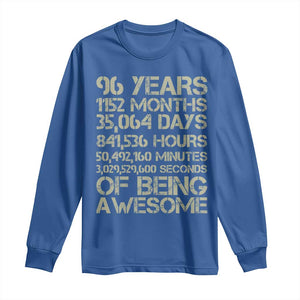Vintage 96th Milestone Birthday Long Sleeve Shirt 96 Years Of Being Awesome
