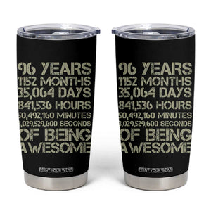 Vintage 96th Milestone Birthday Tumbler Cup 96 Years Of Being Awesome