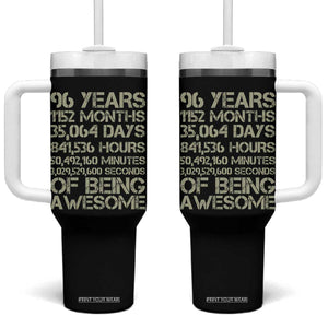 Vintage 96th Milestone Birthday Tumbler With Handle 96 Years Of Being Awesome