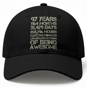 Vintage 97th Milestone Birthday Baseball Cap 97 Years Of Being Awesome