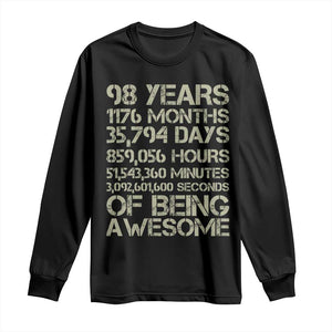 Vintage 98th Milestone Birthday Long Sleeve Shirt 98 Years Of Being Awesome