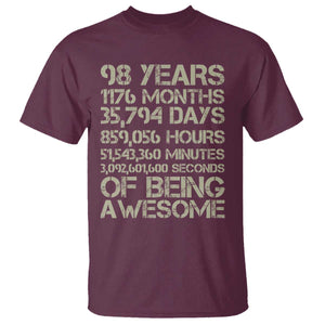 Vintage 98th Milestone Birthday T Shirt 98 Years Of Being Awesome