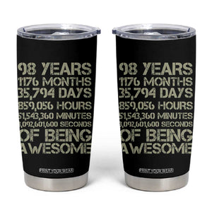 Vintage 98th Milestone Birthday Tumbler Cup 98 Years Of Being Awesome