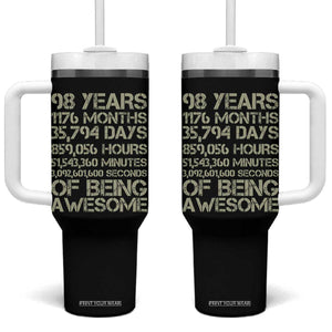 Vintage 98th Milestone Birthday Tumbler With Handle 98 Years Of Being Awesome