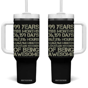 Vintage 99th Milestone Birthday Tumbler With Handle 99 Years Of Being Awesome