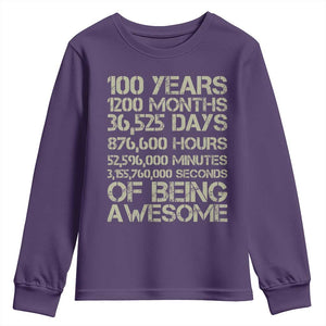 Vintage 100th Milestone Birthday Youth Sweatshirt 100 Years Of Being Awesome