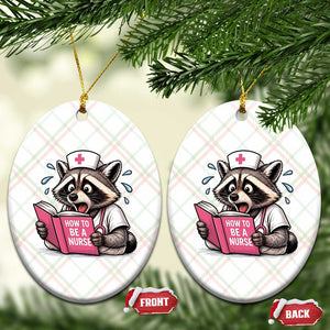 Funny Raccoon Nursing Student Healthcare Gift Ceramic Ornament