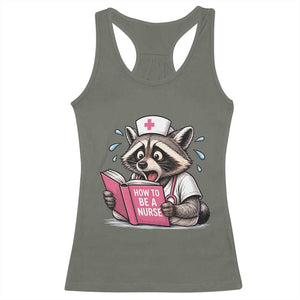 Funny Raccoon Nursing Student Healthcare Gift Racerback Tank Top