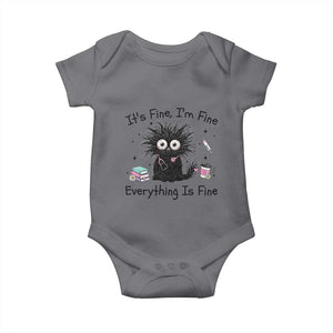 Funny Stressed Black Cat Nursing Student Life Baby Onesie ts Fine Im Fine Everything Is Fine