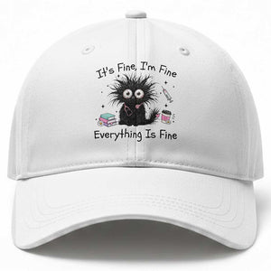 Funny Stressed Black Cat Nursing Student Life Baseball Cap ts Fine Im Fine Everything Is Fine
