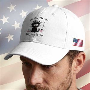 Funny Stressed Black Cat Nursing Student Life Baseball Cap ts Fine Im Fine Everything Is Fine