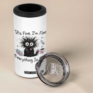 Funny Stressed Black Cat Nursing Student Life 4 in 1 Can Cooler Tumbler ts Fine Im Fine Everything Is Fine