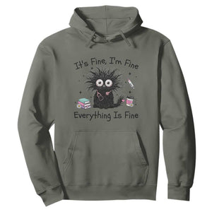 Funny Stressed Black Cat Nursing Student Life Hoodie ts Fine Im Fine Everything Is Fine