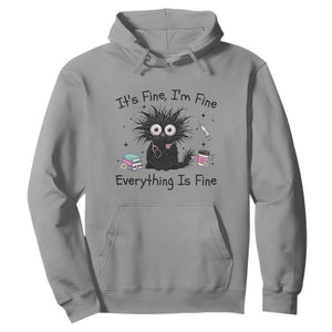 Funny Stressed Black Cat Nursing Student Life Hoodie ts Fine Im Fine Everything Is Fine