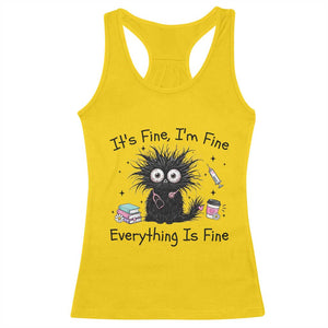 Funny Stressed Black Cat Nursing Student Life Racerback Tank Top ts Fine Im Fine Everything Is Fine