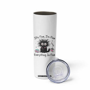 Funny Stressed Black Cat Nursing Student Life Skinny Tumbler ts Fine Im Fine Everything Is Fine