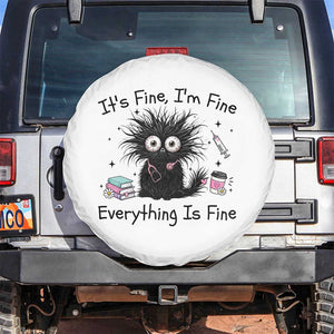 Funny Stressed Black Cat Nursing Student Life Spare Tire Cover ts Fine Im Fine Everything Is Fine