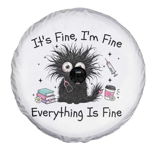 Funny Stressed Black Cat Nursing Student Life Spare Tire Cover ts Fine Im Fine Everything Is Fine