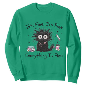 Funny Stressed Black Cat Nursing Student Life Sweatshirt ts Fine Im Fine Everything Is Fine