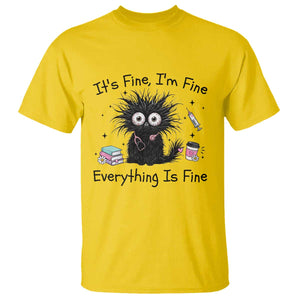 Funny Stressed Black Cat Nursing Student Life T Shirt ts Fine Im Fine Everything Is Fine