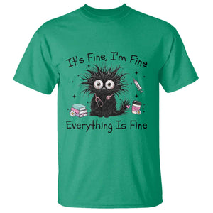 Funny Stressed Black Cat Nursing Student Life T Shirt ts Fine Im Fine Everything Is Fine