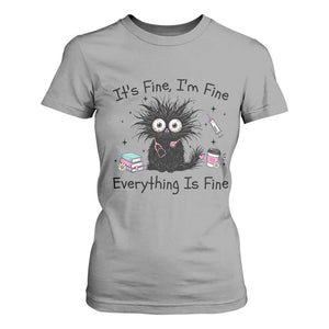 Funny Stressed Black Cat Nursing Student Life T Shirt For Women ts Fine Im Fine Everything Is Fine
