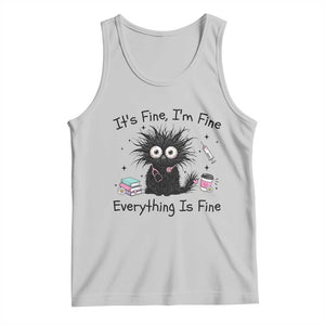 Funny Stressed Black Cat Nursing Student Life Tank Top ts Fine Im Fine Everything Is Fine