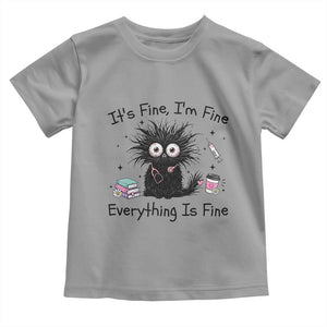 Funny Stressed Black Cat Nursing Student Life Toddler T Shirt ts Fine Im Fine Everything Is Fine