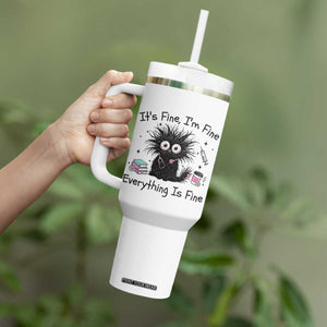 Funny Stressed Black Cat Nursing Student Life Tumbler With Handle ts Fine Im Fine Everything Is Fine
