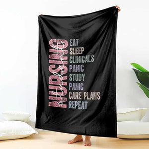 Funny Student Nurse Life Throw Blanket Eat Sleep Clinicals Panic Study Repeat