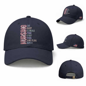 Funny Student Nurse Life Baseball Cap Eat Sleep Clinicals Panic Study Repeat