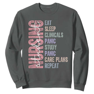 Funny Student Nurse Life Sweatshirt Eat Sleep Clinicals Panic Study Repeat