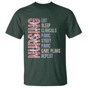 Funny Student Nurse Life T Shirt Eat Sleep Clinicals Panic Study Repeat