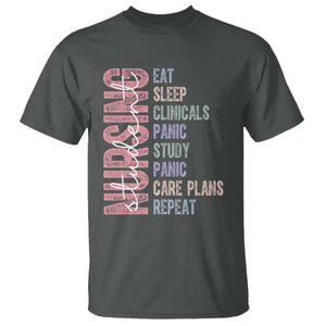 Funny Student Nurse Life T Shirt Eat Sleep Clinicals Panic Study Repeat