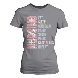 Funny Student Nurse Life T Shirt For Women Eat Sleep Clinicals Panic Study Repeat