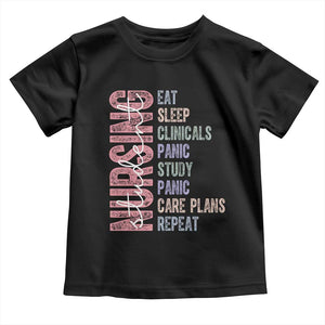 Funny Student Nurse Life Toddler T Shirt Eat Sleep Clinicals Panic Study Repeat