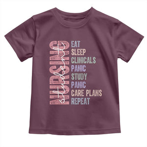 Funny Student Nurse Life Toddler T Shirt Eat Sleep Clinicals Panic Study Repeat