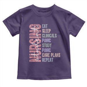 Funny Student Nurse Life Toddler T Shirt Eat Sleep Clinicals Panic Study Repeat