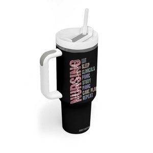 Funny Student Nurse Life Tumbler With Handle Eat Sleep Clinicals Panic Study Repeat