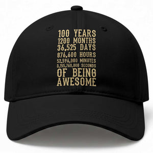 Vintage 100th Birthday Gift Baseball Cap 100 Years Of Being Awesome