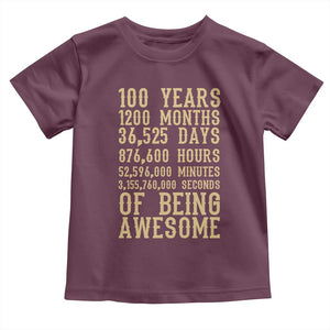 Vintage 100th Birthday Gift Toddler T Shirt 100 Years Of Being Awesome